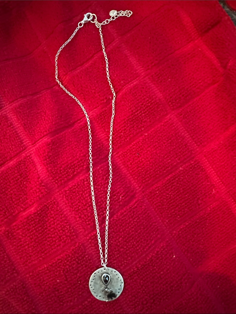 Sterling silver Round Pendant Necklace with an alexandrite accent . Women Jewely